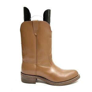 Vintage 1970s men’s brown leather heavy duty fleece insole cowboy work boots